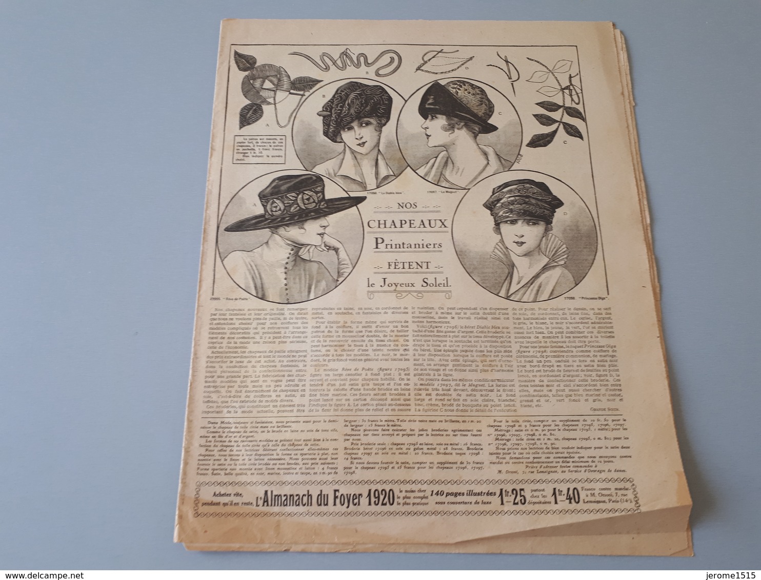 Revue Ancienne Broderie L'Almanache Du Foyer 1920  & - Revistas & Catálogos