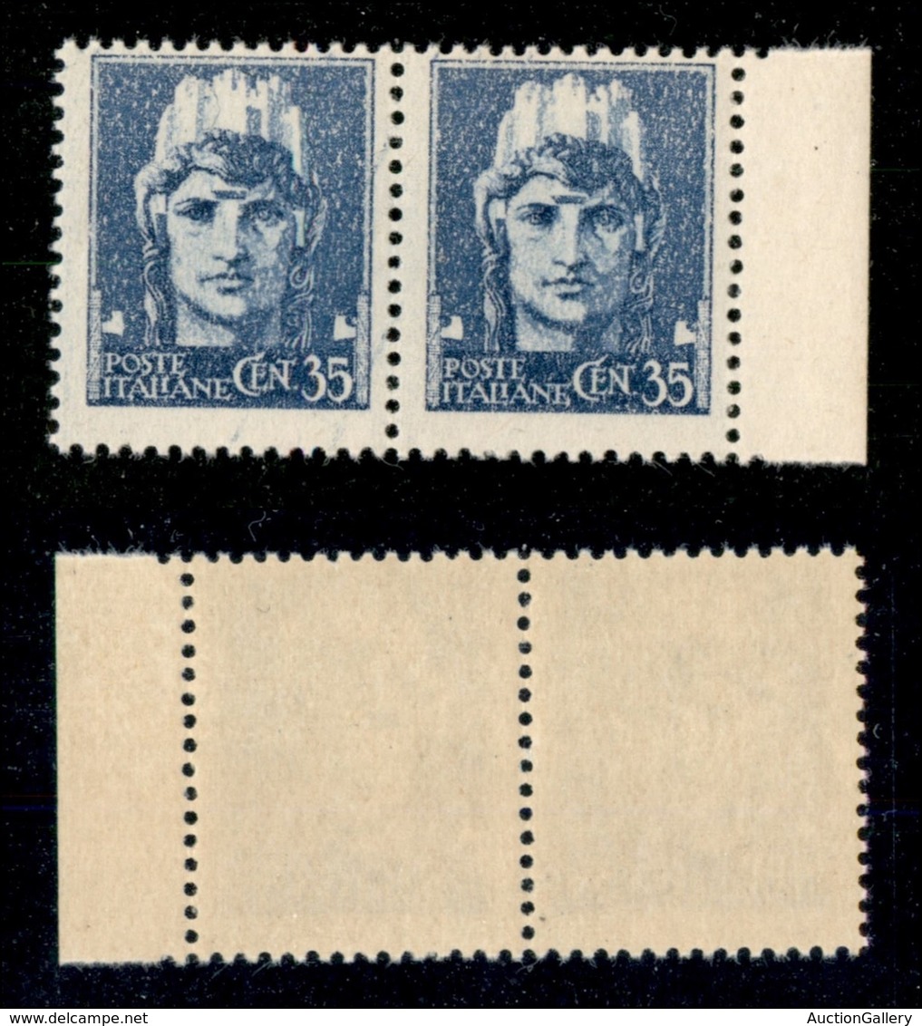 REGNO D'ITALIA - LUOGOTENENZA - 1945 - 35 Cent Imperiale (527a) - Coppia Bordo Foglio Con Stampa Evanescente - Gomma Int - Autres & Non Classés