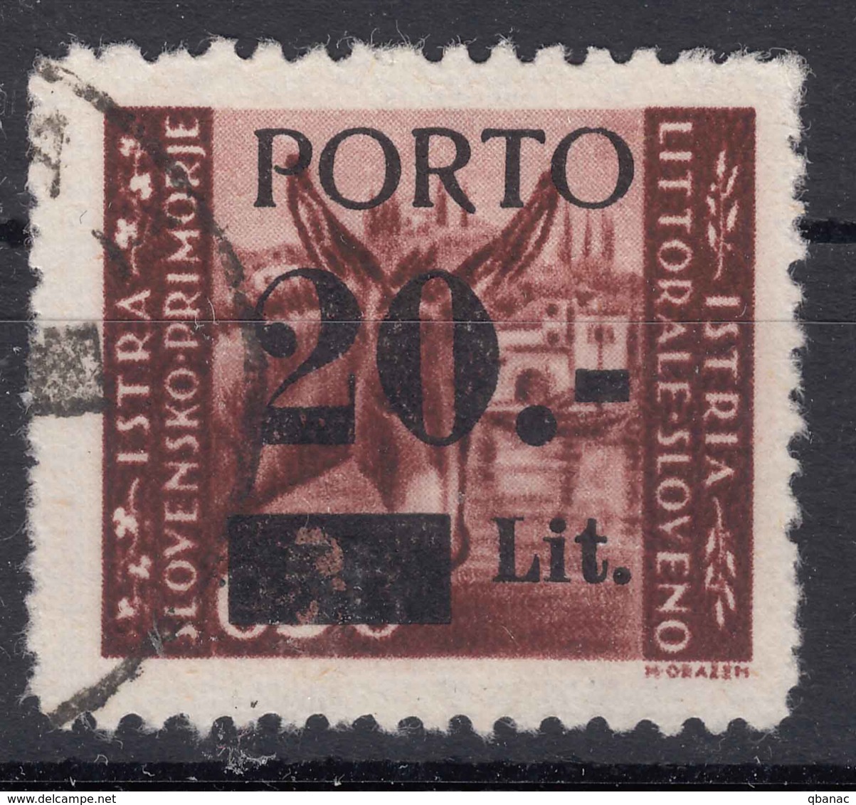 Istria Litorale Yugoslavia Occupation, Porto 1945 Sassone#5 Overprint I, Used - Yugoslavian Occ.: Istria