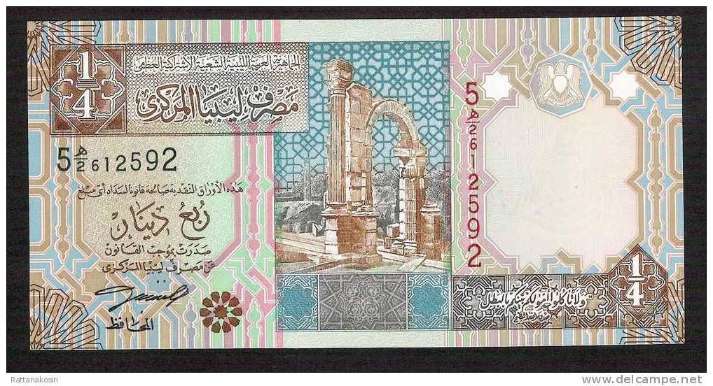 LIBYA  P62    1/4   DINAR   2002  Signature 4            UNC. - Libye