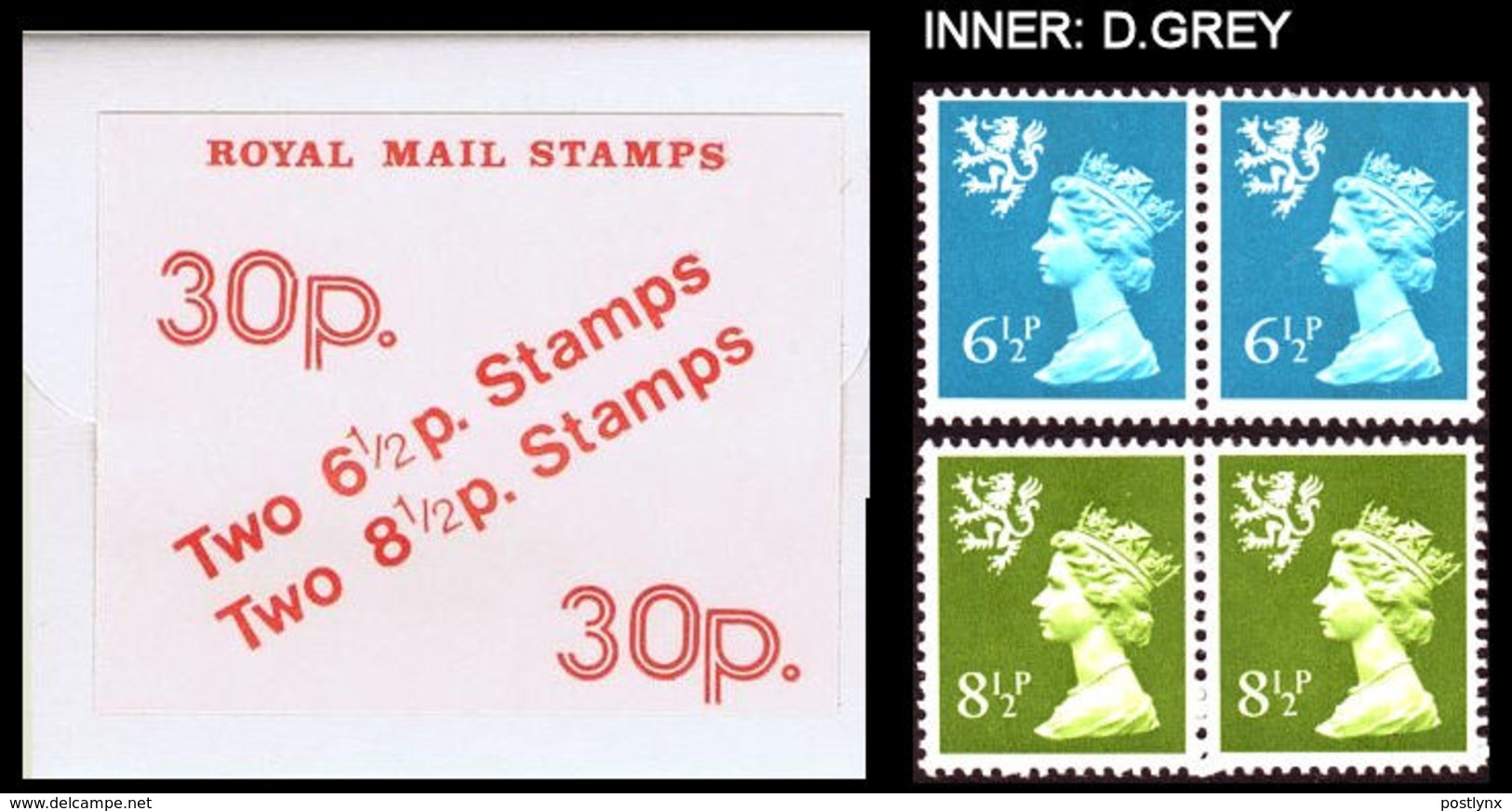 GREAT BRITAIN-Scotland 1977 Test Booklet 30p 2x6½p 2x8½p Inner:D.GREY Box Pack Carton - Variétés, Erreurs & Curiosités