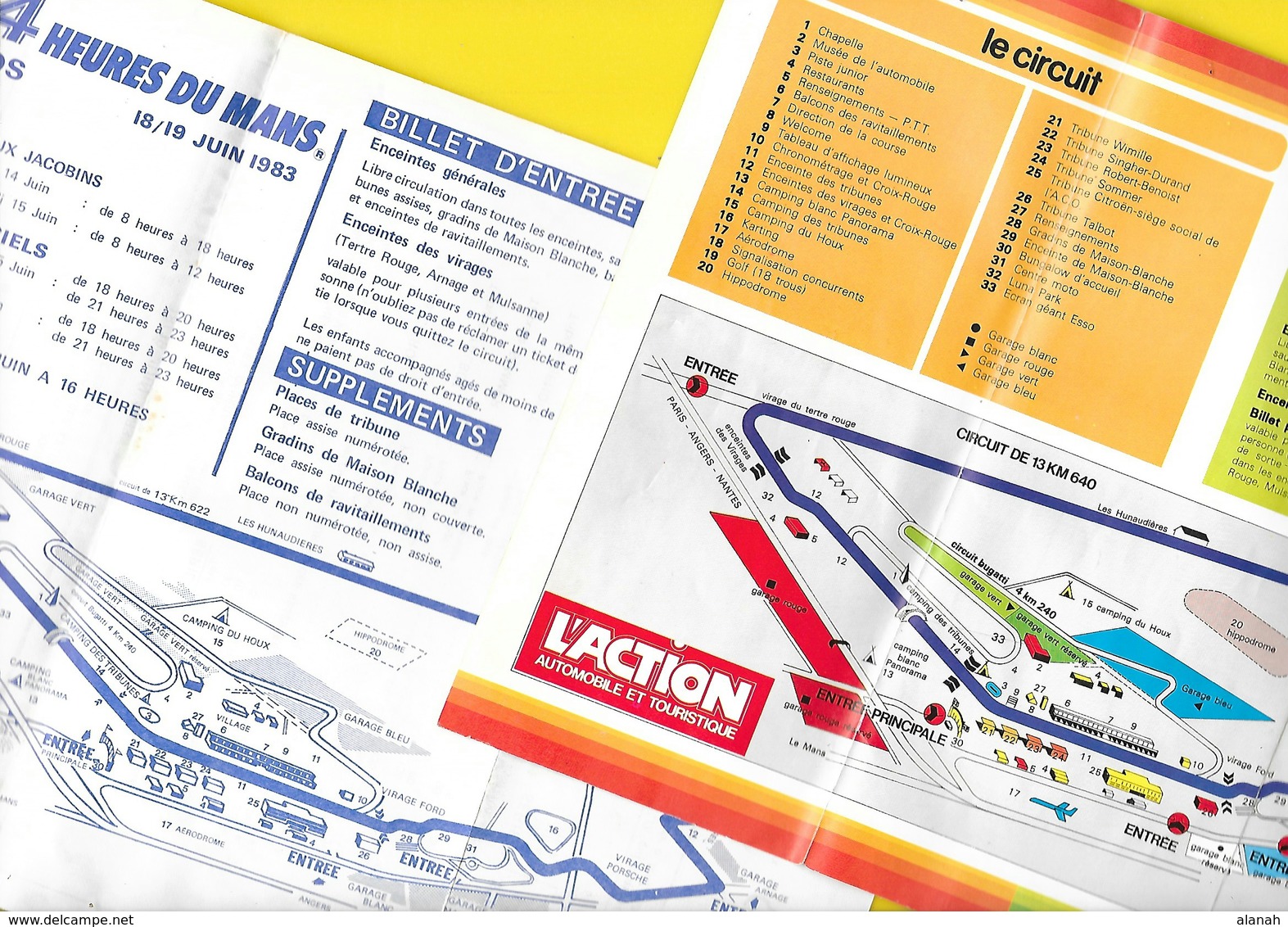 2 Tarifs 1981 & 1983 24H Du MANS Format A4 Recto/verso - Autres & Non Classés