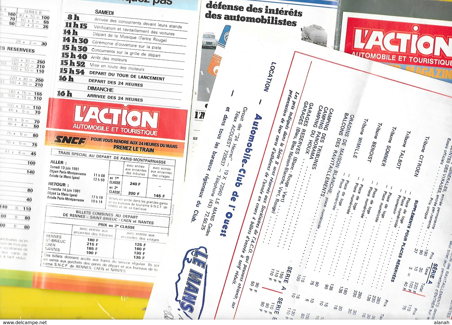 2 Tarifs 1981 & 1983 24H Du MANS Format A4 Recto/verso - Autres & Non Classés