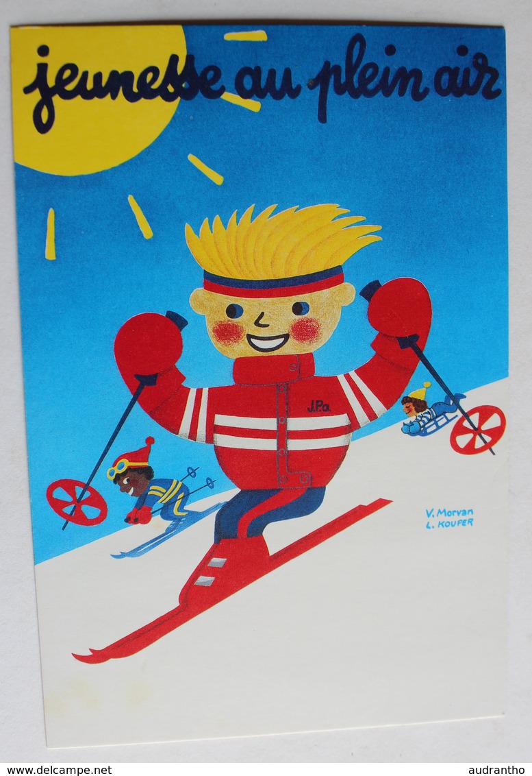 CPM Illustrateur V. Morvan L. Kouper Jeunesse Au Plein Air Le Ski 1986 - Morvan