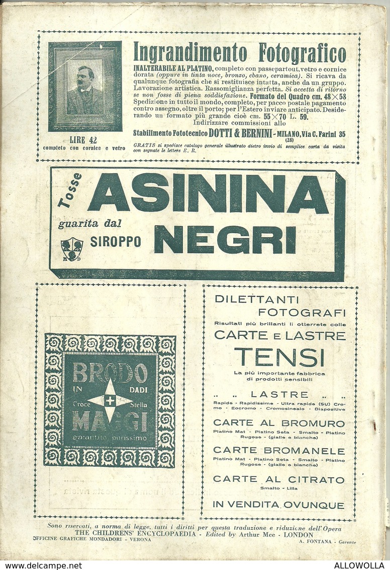 3377 "ENCICLOPEDIA DEI RAGAZZI-DISPENSA 23a - 30 APRILE 1923-CASA ED. COGLIATI" VARIE PUBBLICITA' ANNI '20 - ORIGINALE - Enciclopedias