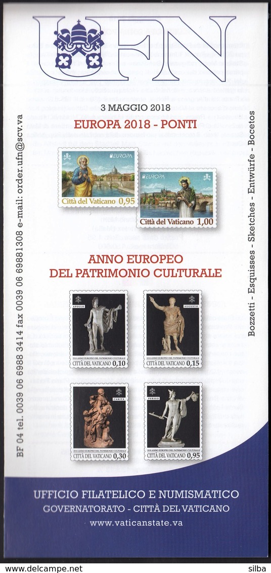 Vatican 2018 / Europa (CEPT) Bridges, European Year Of Cultural Heritage / Prospectus, Leaflet, Brochure - Brieven En Documenten