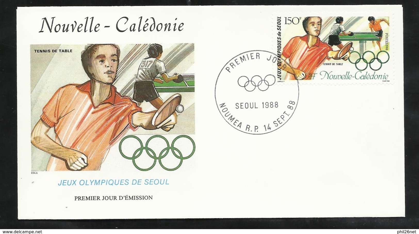 N.C.   Lettre Premier Jour Nouméa Le 14/09/1988 N° 562 Jeux Olympiques De Séoul Tennis De Table   TB   ! ! ! - Tennis De Table