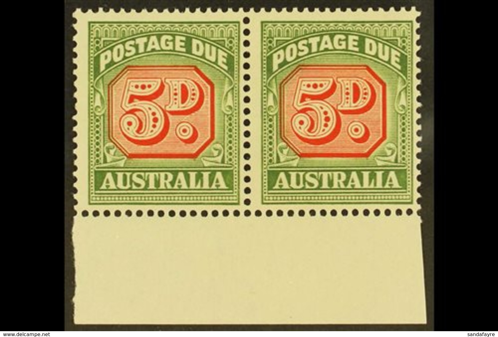 POSTAGE DUE  1958-60 5d Die II, SG 136a, Never Hinged Mint Marginal Pair (2 Stamps) For More Images, Please Visit Http:/ - Other & Unclassified