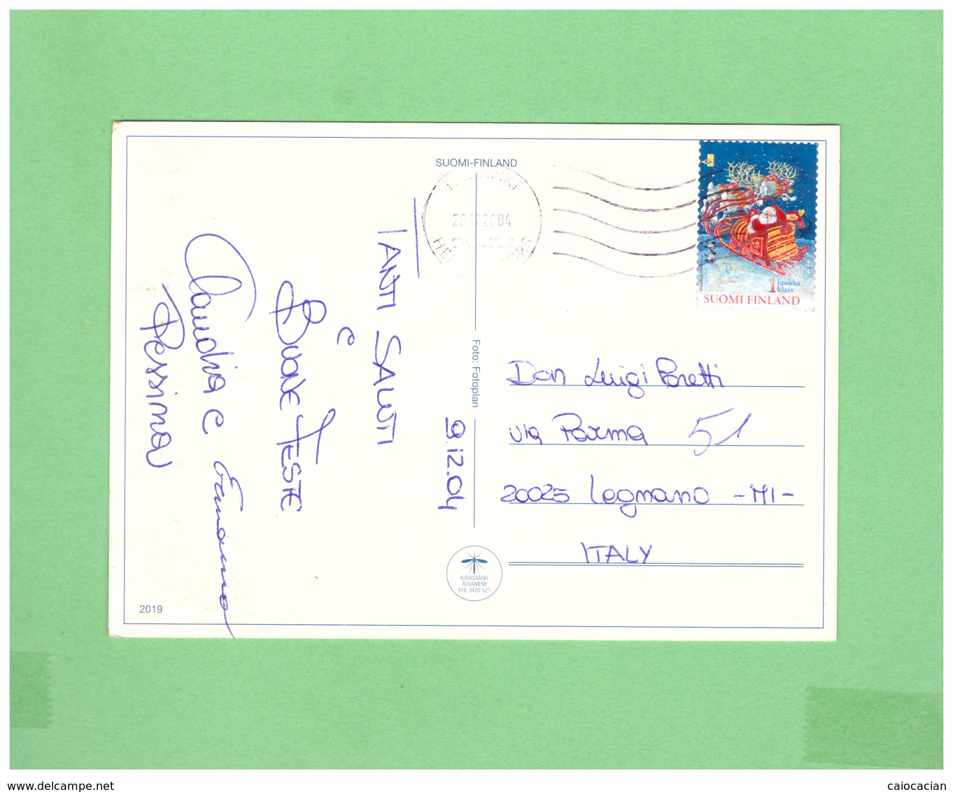 2004 FINLAND - SUOMI LAPLAND POSTCARD WITH 1 STAMP TO ITALY - Lettres & Documents