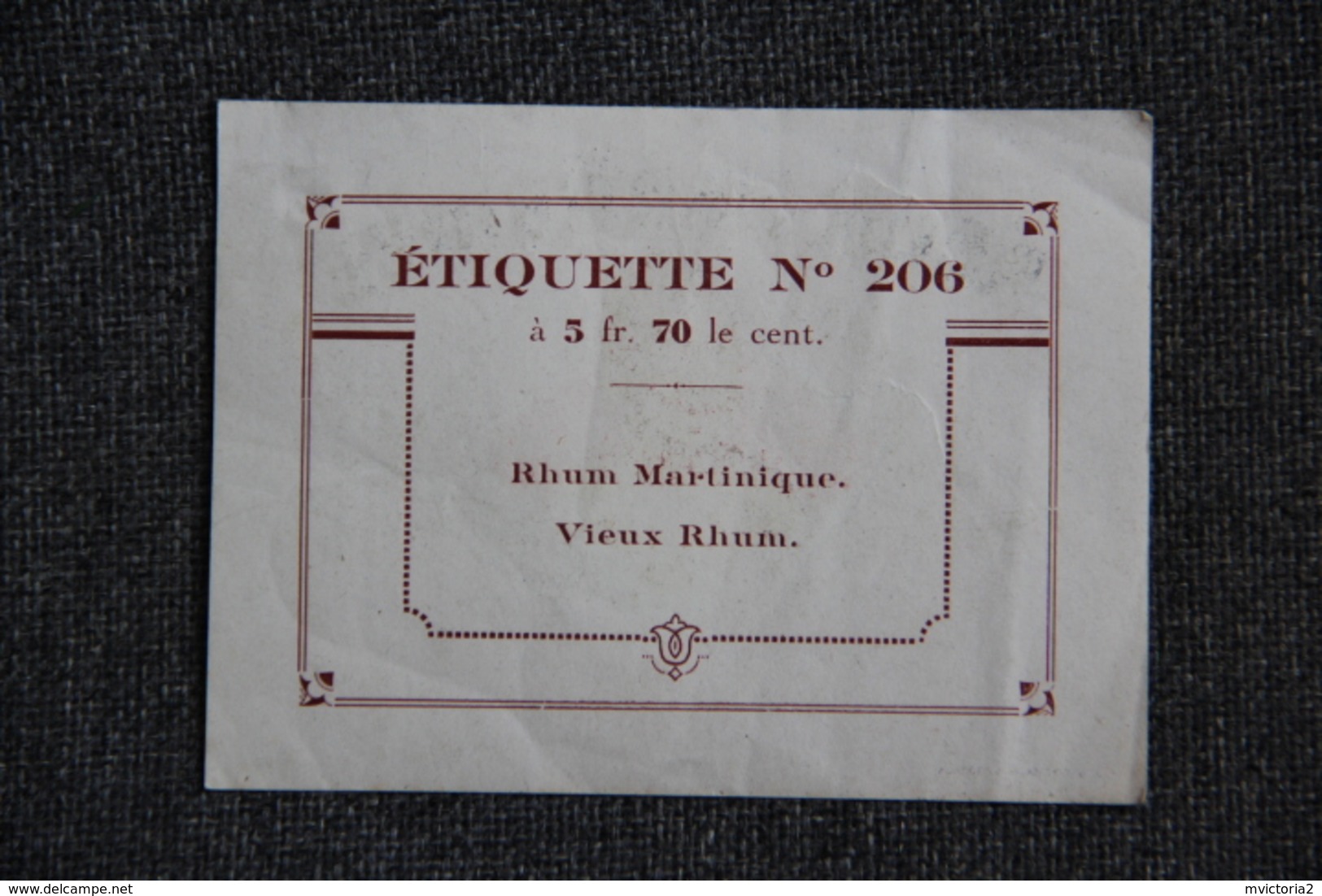 Etiquette - RHUM MARTINIQUE, Vieux Rhum. - Rhum