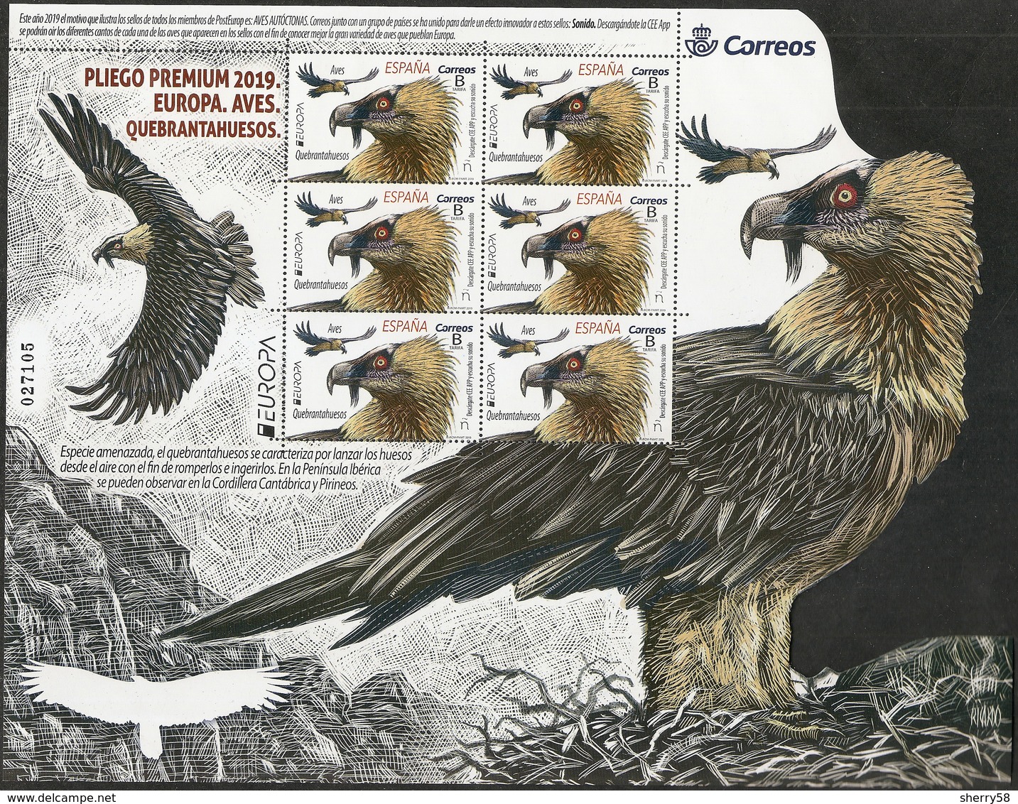 2019-ED. 5314 SERIE COMPLETA EN PLIEGO PREMIUM- Europa. Aves. Quebrantahuesos-NUEVO - Volledige Vellen