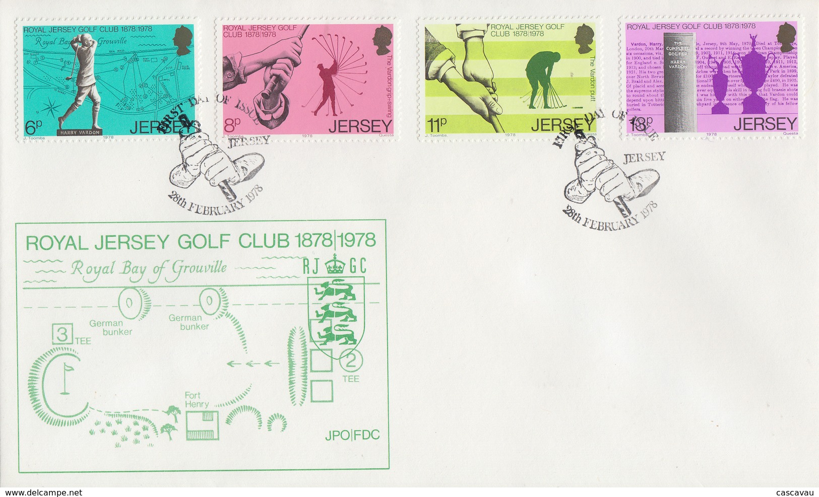 Enveloppe FDC  1er  Jour   JERSEY     Centenaire  Du   ROYAL   JERSEY   GOLF   CLUB   1978 - Golf