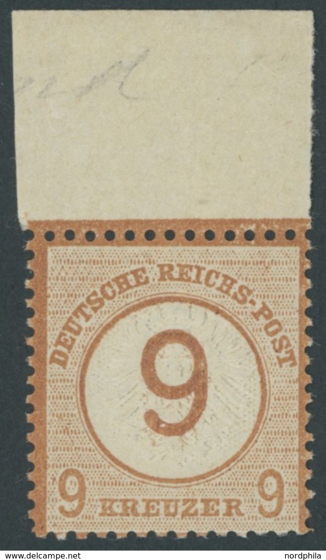 Dt. Reich 30 **, 1874, 9 Auf 9 Kr. Braunorange Mit Breitem Oberrand, Postfrisch, Pracht, Fotobefund Sommer - Gebraucht