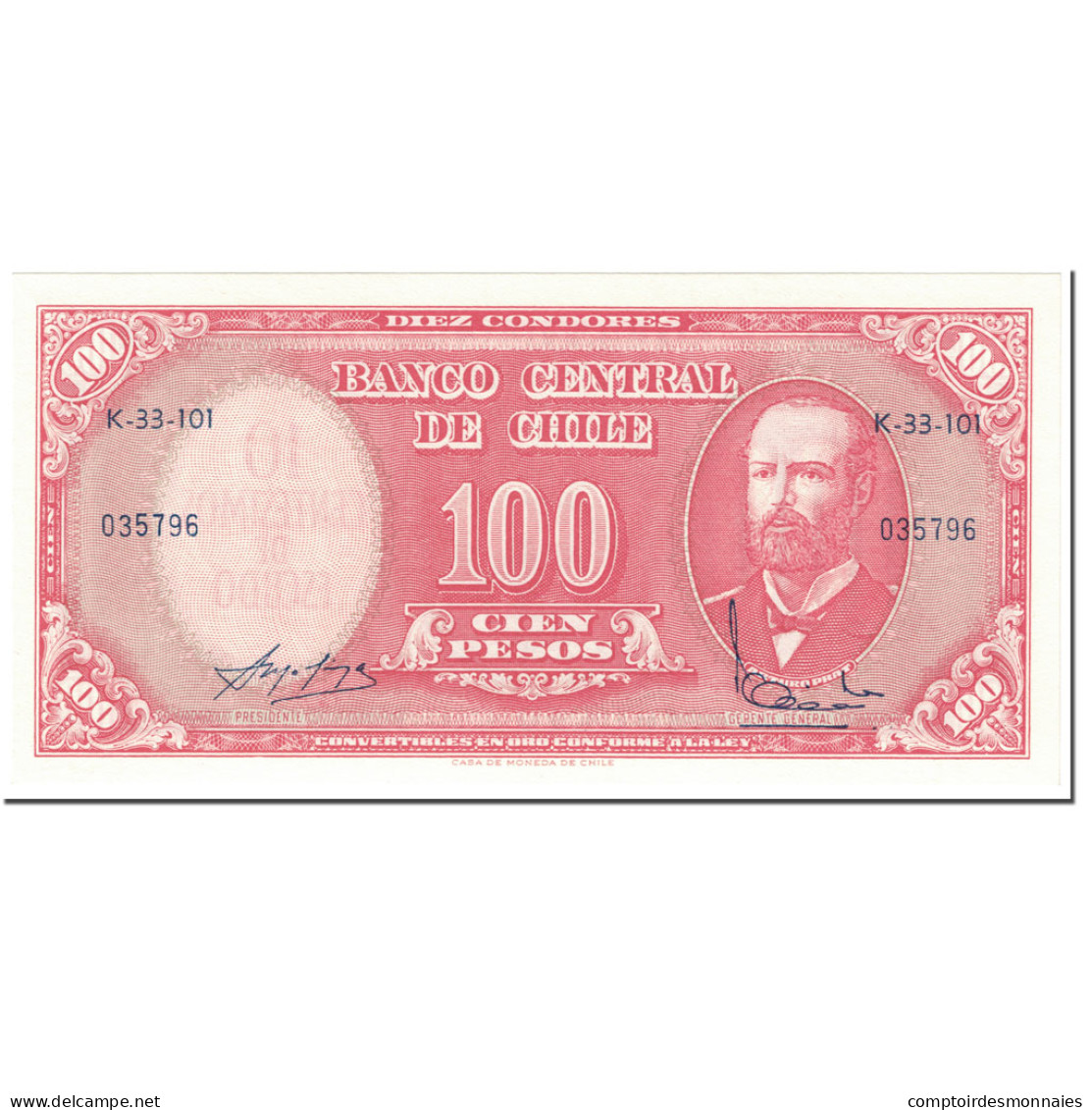 Billet, Chile, 10 Centesimos On 100 Pesos, 1960, Undated (1960), KM:127a, NEUF - Chile