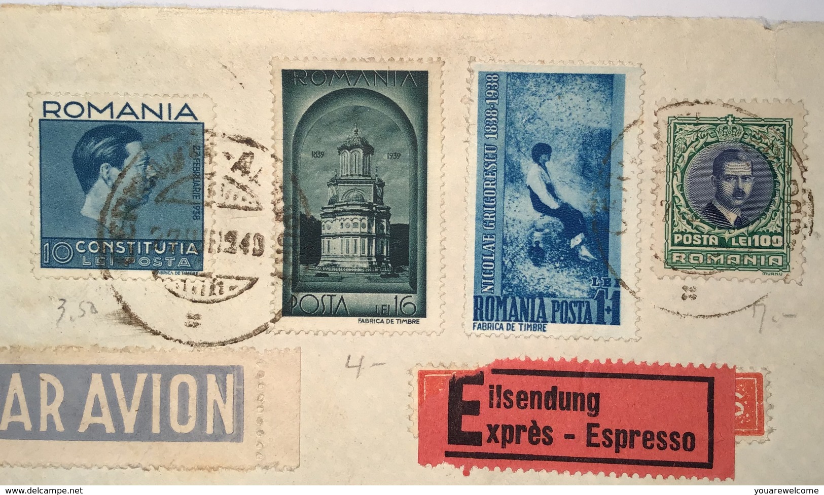 Romania „CERNAUTI AEROPORT 1940“ RARE EXPRÈS AIR MAIL Cover > Böttstein Schweiz (Rumänien Brief Eilsendung - Covers & Documents