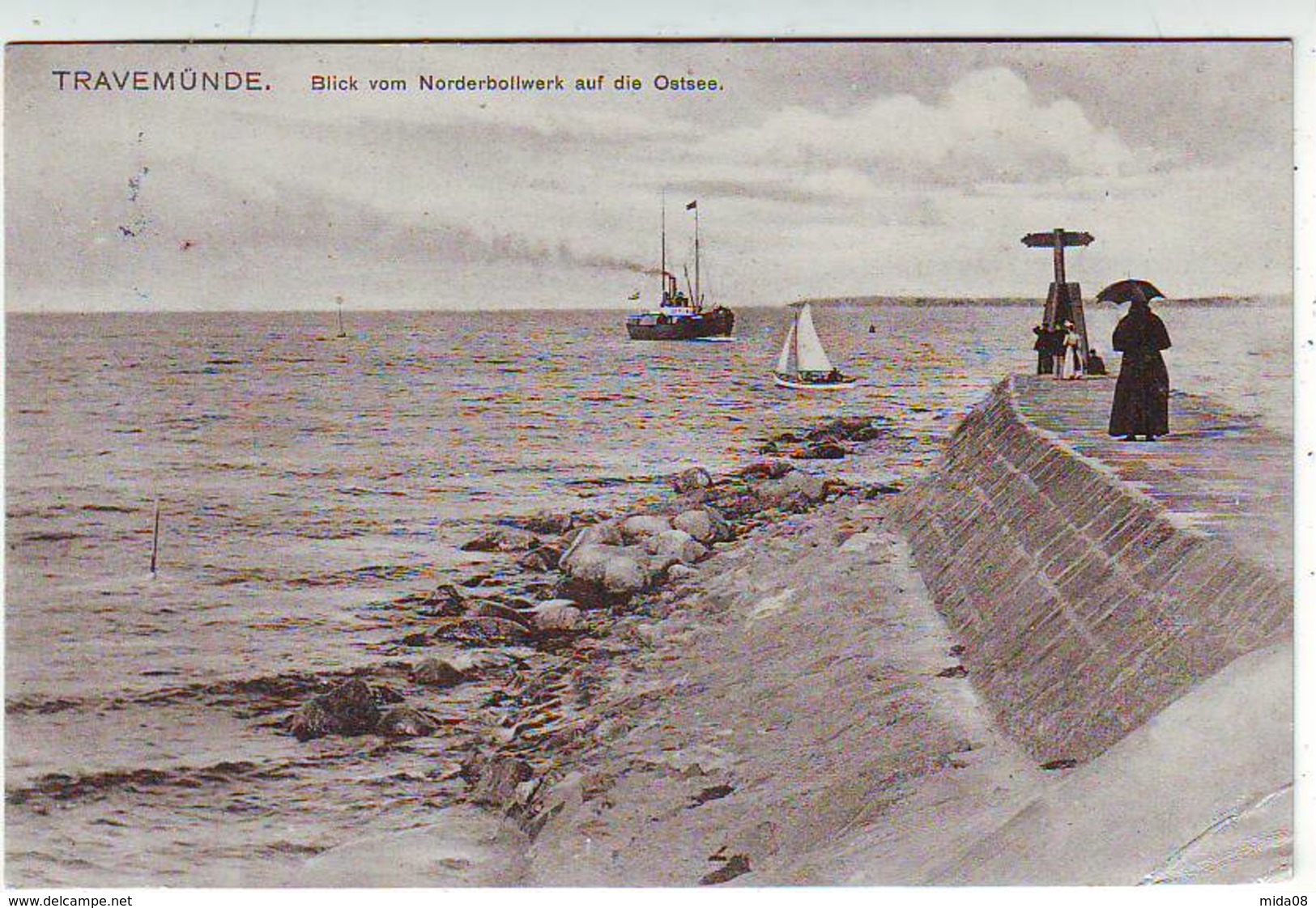 TRAVEMÜNDE . BLICK VOM NORDERBOLLWERK AUF DIE OSTSEE . - Lübeck-Travemünde