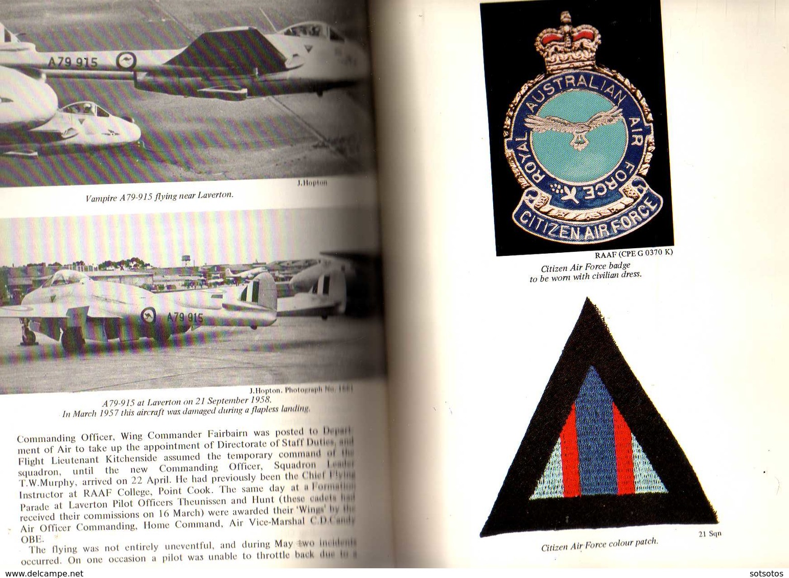 DEMON to VAMPIRE: the STORY of No 21 (City of Melbourne) SQUADRON, Squadron Leader W.H.Brook RAAFAR - 344 pgs – many pho