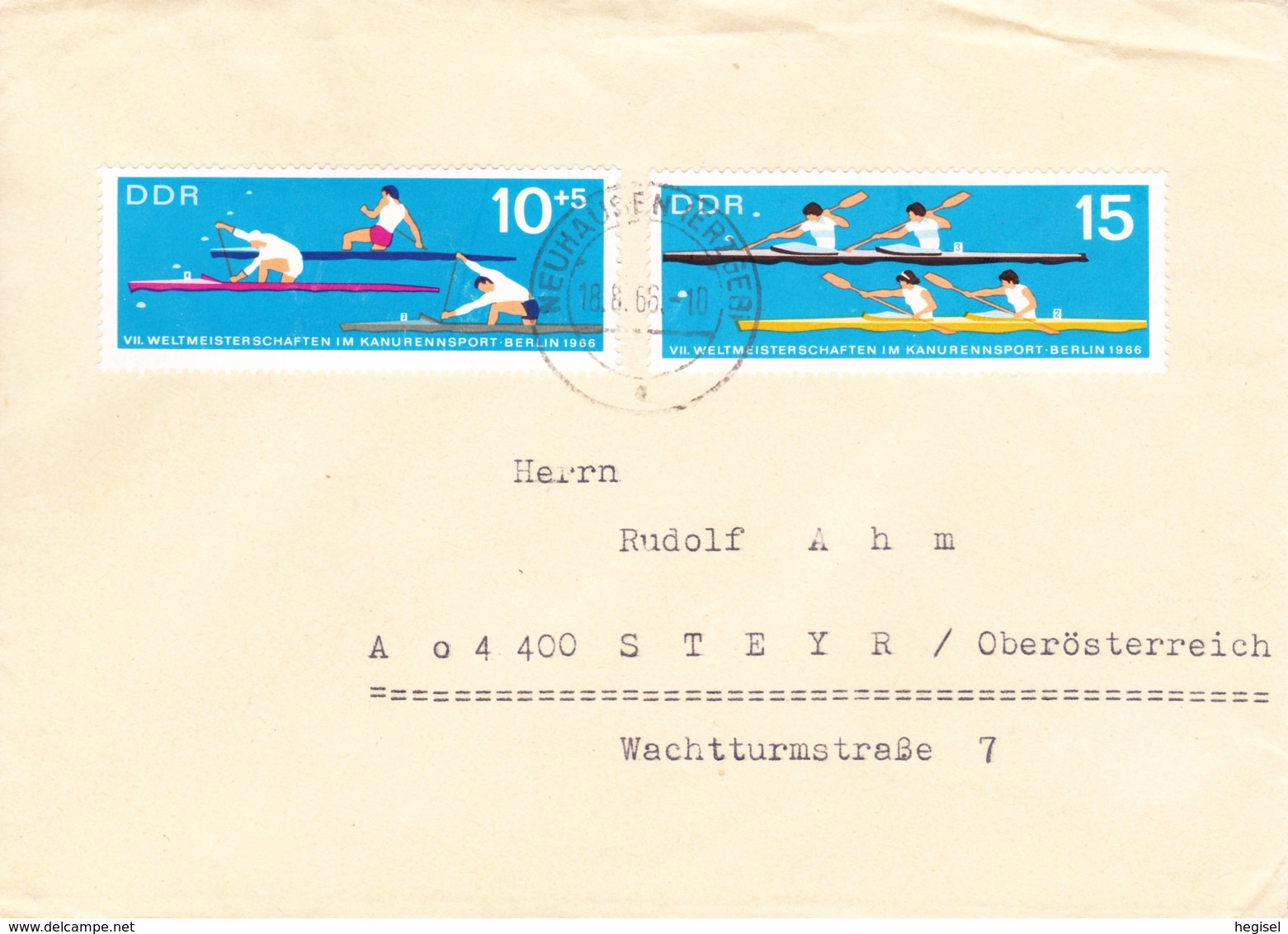 1966, DDR, "VII. Weltmeisterschaften Im Kanusport, Berlin 1966" - Privatumschläge - Gebraucht