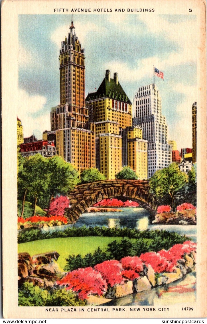 New York Fifth Avenue Hotels Near Plaza In Central Park 1947 - Central Park