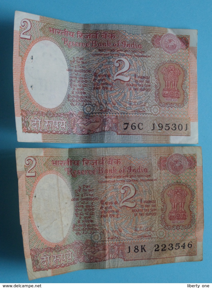 2 ( Two ) RUPEES : 18K 223546 & 76C 195301 ( Reserve Bank Of India ) ! - Inde