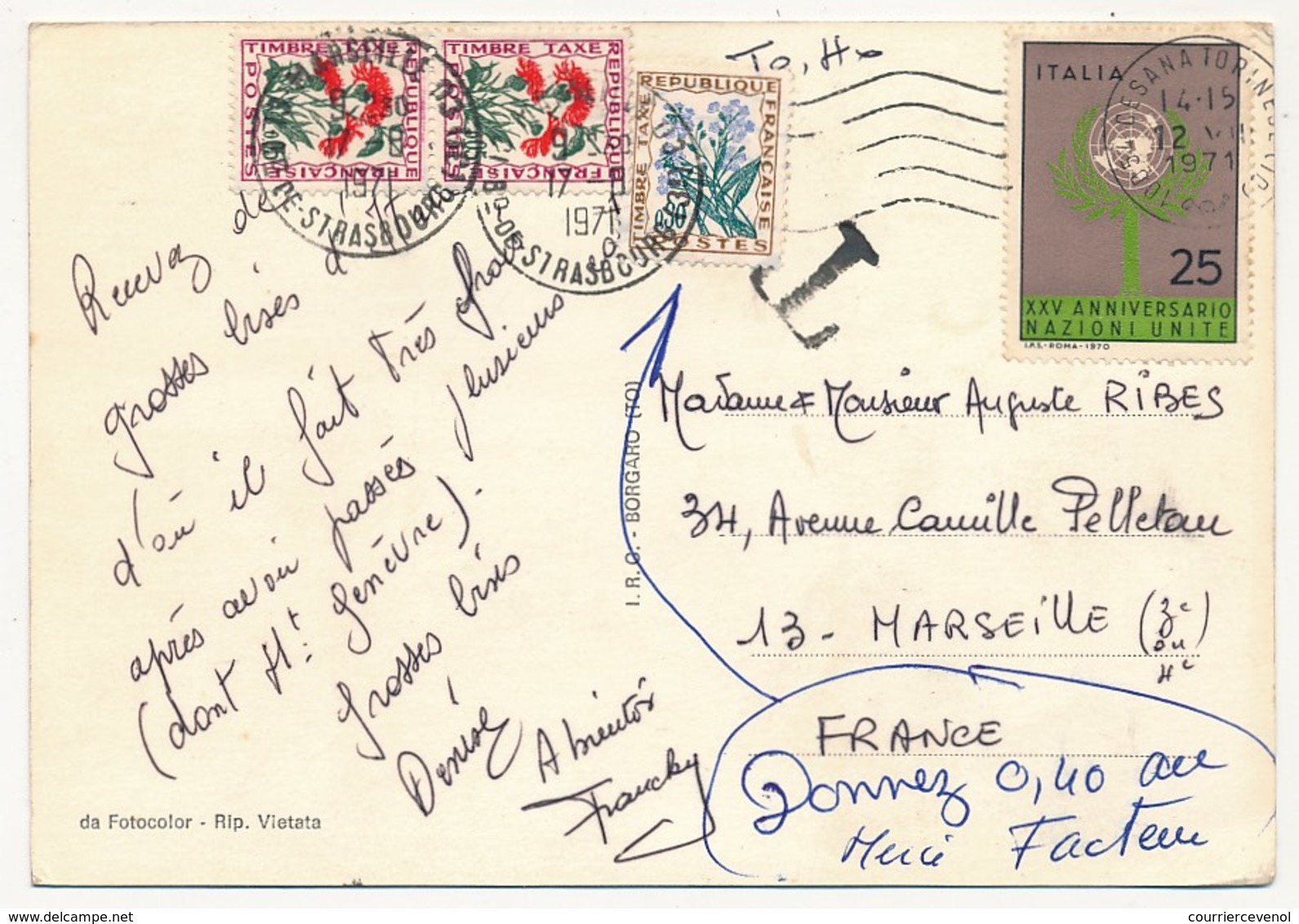 Lot 10 Cartes Postales, Toutes Taxées Type Fleurs, Années 60 Et 70 - Tous états - 1960-.... Covers & Documents