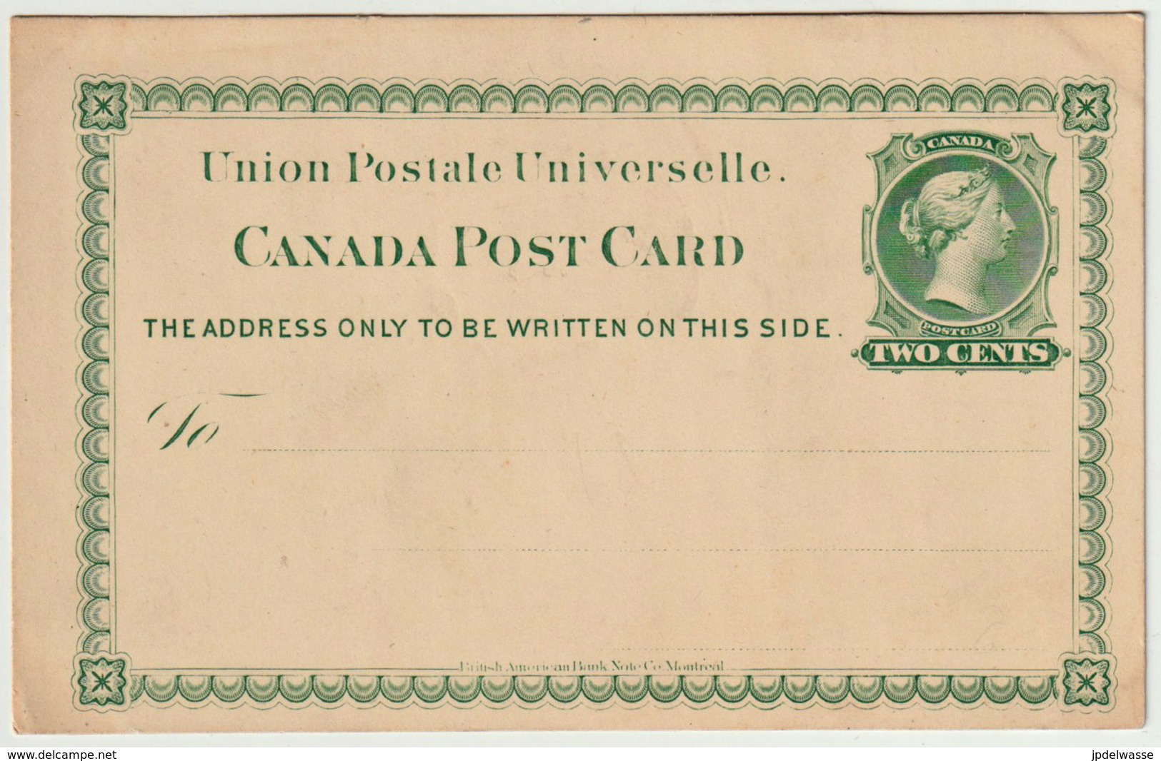 Carte Postale P4 (Webb) 2¢ Vert Jaune De 1879 - 1860-1899 Victoria