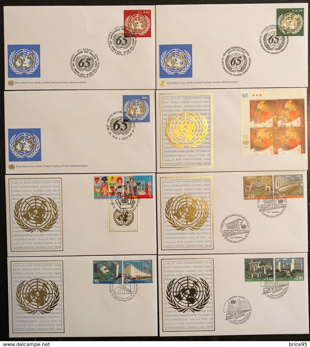 Nations Unies FDC - Premier Jour - Lot De 8 FDC - Thématique ONU - 2009 à 2011 - Collections, Lots & Series