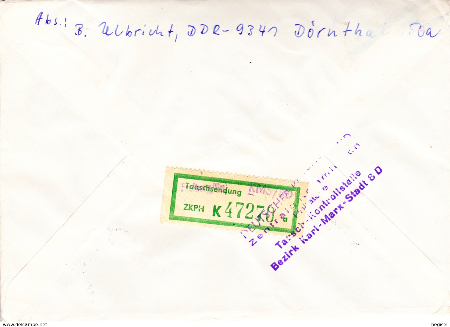 1968, DDR, "Niederwild" + "Gemäldegalerie Neue Meister" , REC, Stempel "Tausch- Kontrollstelle KARL-Marx-Stadt 8D - Privatumschläge - Gebraucht