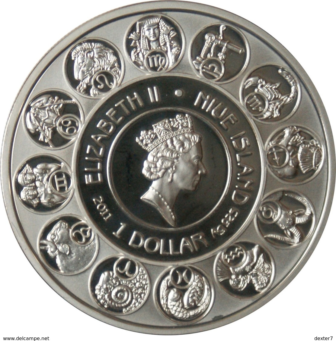 Niue, Mucha Zodiac SCORPIO 2011 Silver 925 Sterling - Zodiaco Segno Zodiacale SCORPIONE Argento 925 - Niue