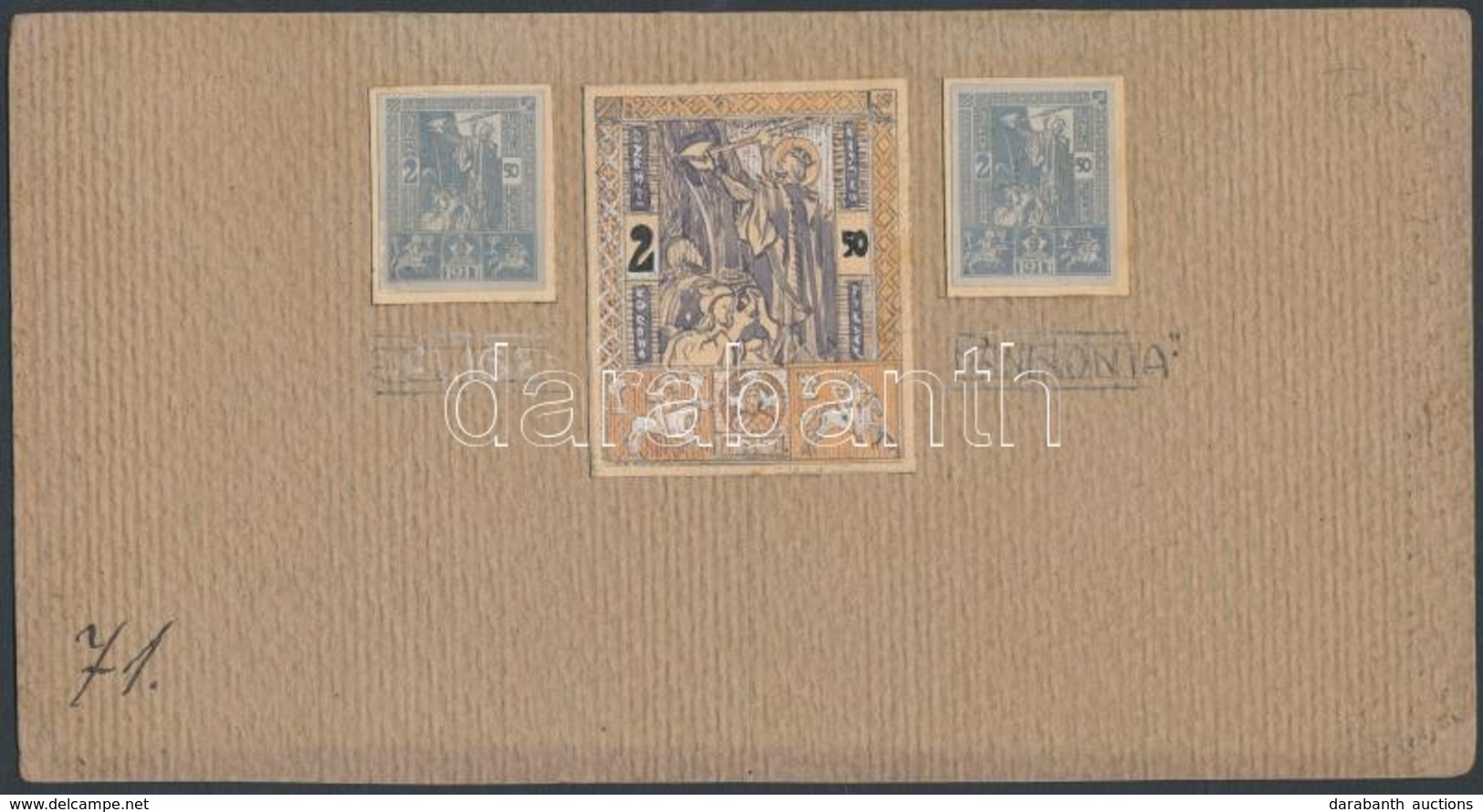 1913 4 Klf Okmánybélyeg Terv / 4 Different Fiscal Stamps Essays - Zonder Classificatie
