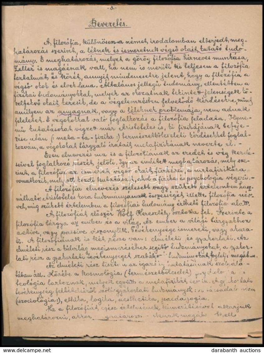 1922 Dr. Székely György: A Filozófia és Pedagógia Története. - -  Dr. Egyetemi M. Tanár Előadásai Után. Kopottas Félvász - Zonder Classificatie