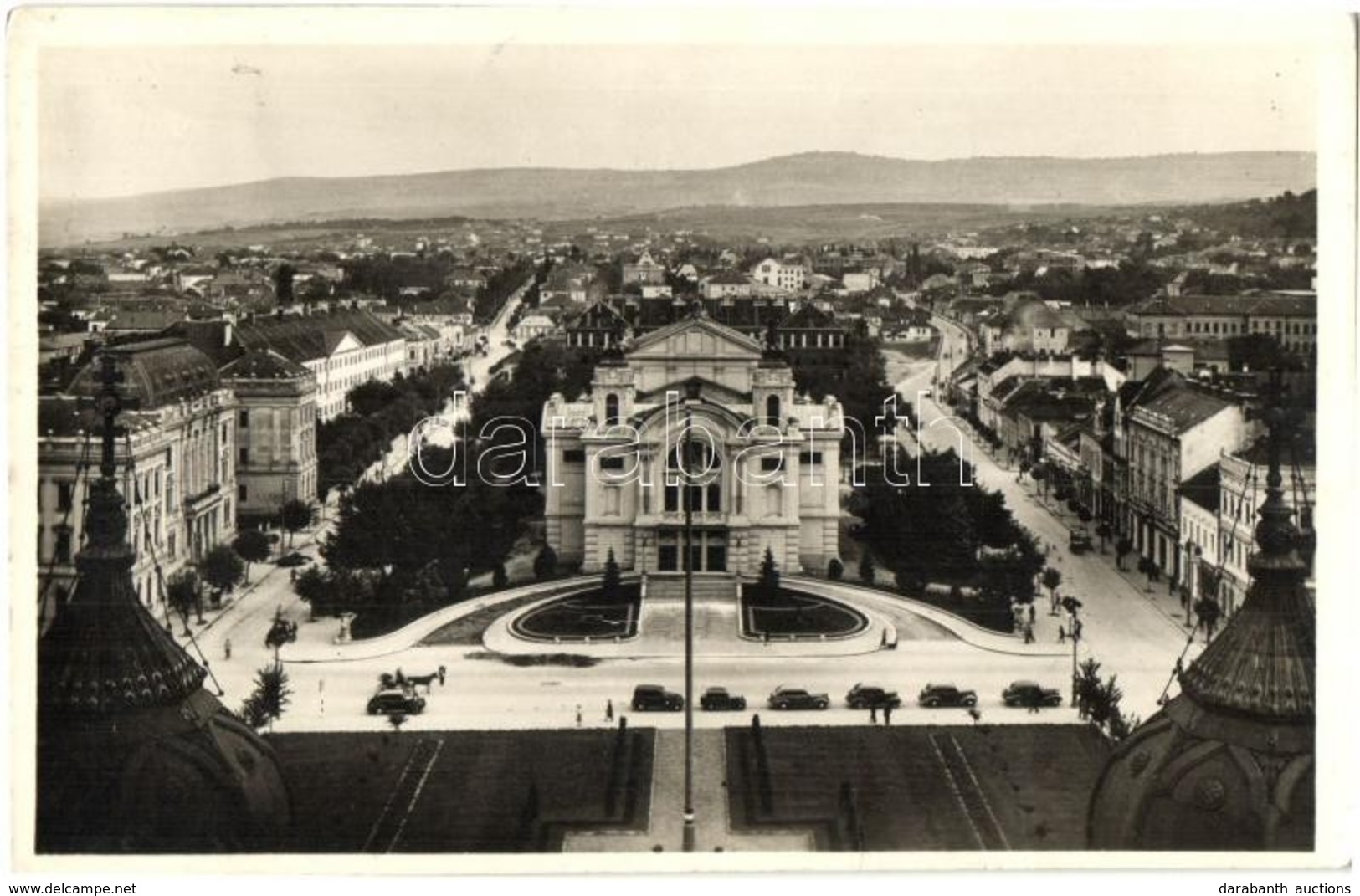 T2 Kolozsvár, Cluj; Hitler Adolf Tér, Nemzeti Színház, Automobilok / Square, National Theater, Automobiles - Zonder Classificatie