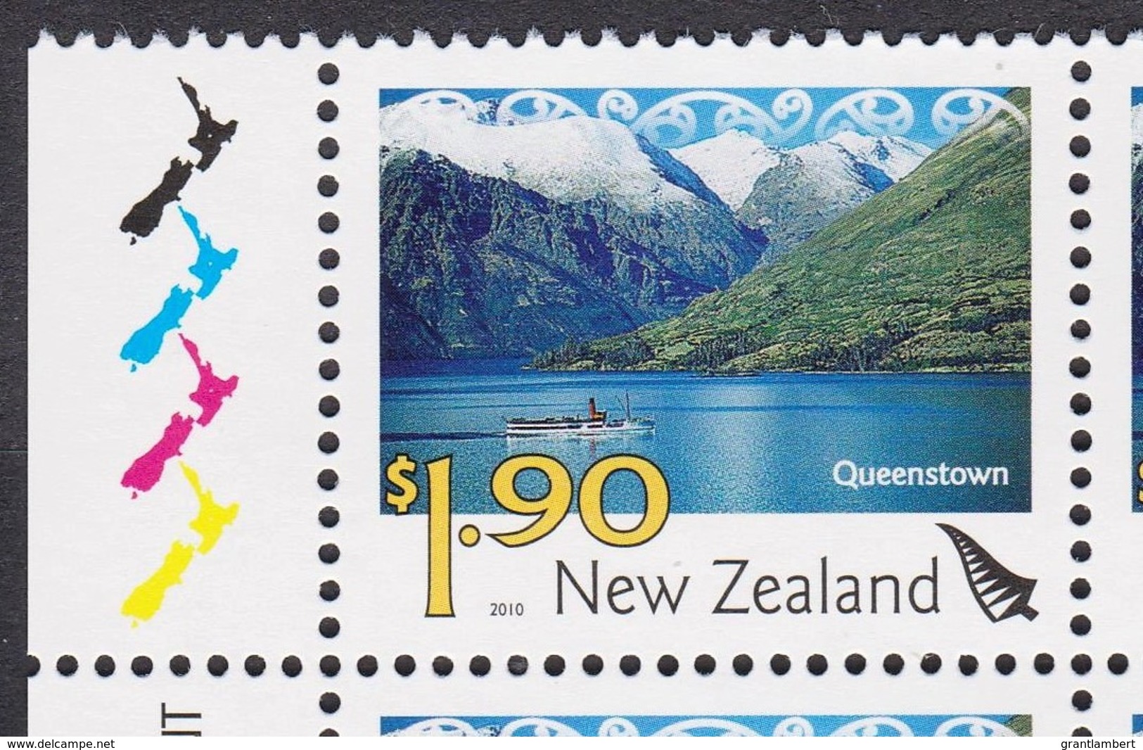 New Zealand 2010 Scenic $1.90 Queenstown Control Block MNH, 8 Kiwis - Neufs