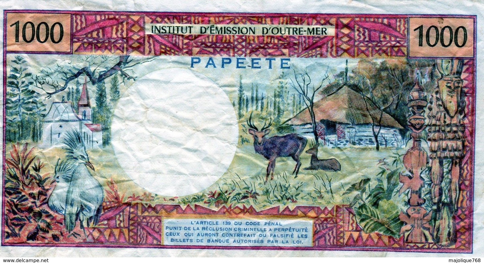 TAHITI-PAPEETE Billet 1000 Francs-1985- EN T T B Signature Billecart & Waitzeneg - Papeete (French Polynesia 1914-1985)