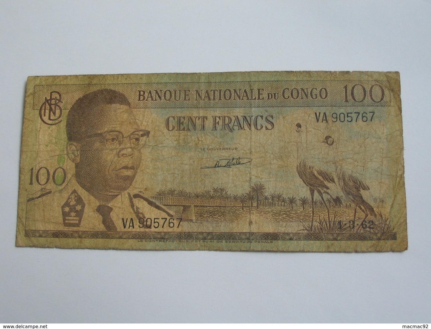 100 Francs 1962 - Banque National Du Congo  **** EN ACHAT IMMEDIAT **** - République Du Congo (Congo-Brazzaville)