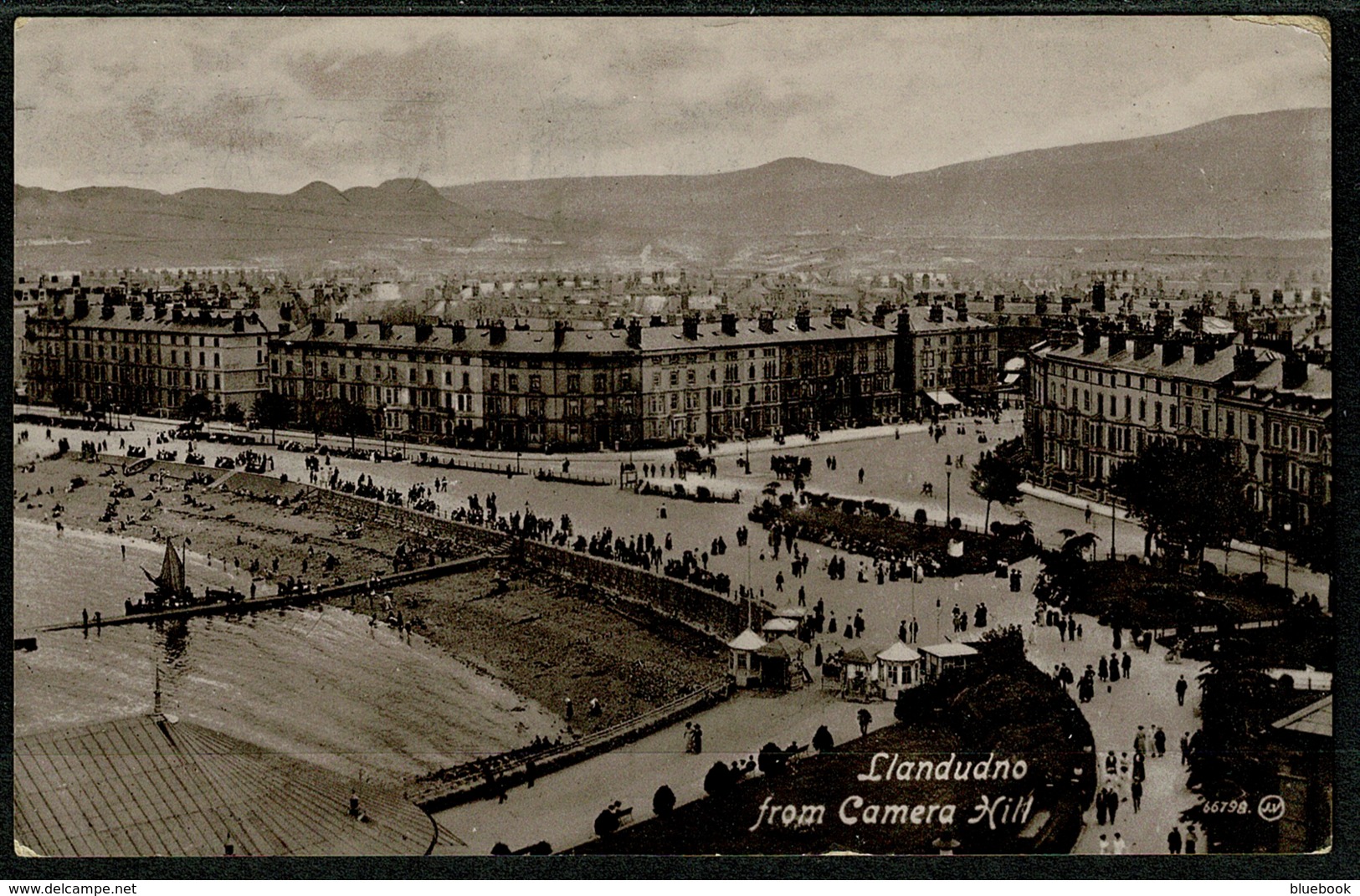 Ref 1285 - 1926 Postcard - Llandudno From Camera Hill - Caernarvonshire Wales - Slogan "British Goods Are Best" - Caernarvonshire