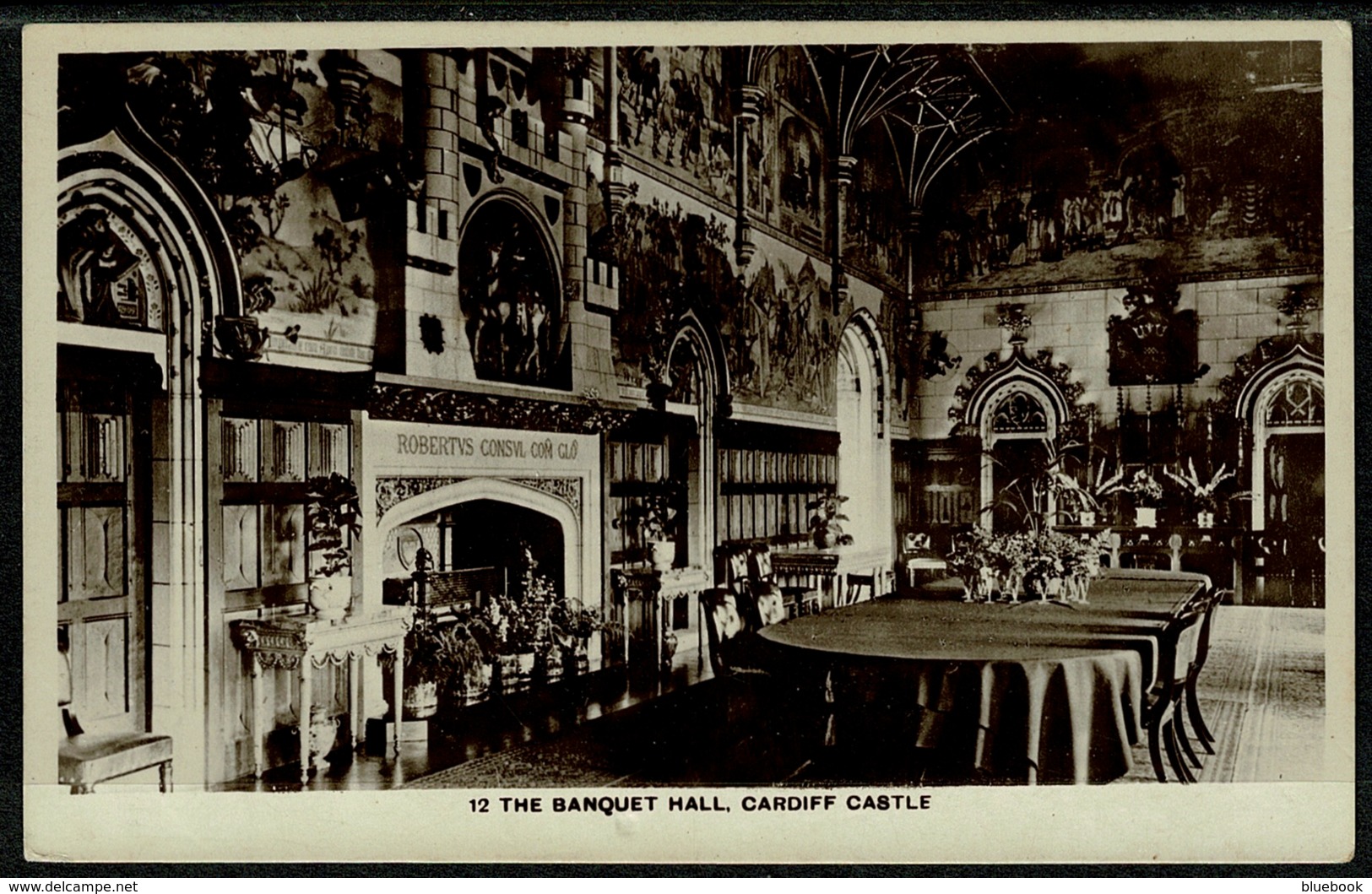 Ref 1286 - Real Photo Postcard - The Banquet Hall - Cardiff Castle Glamorgan Wales - Glamorgan