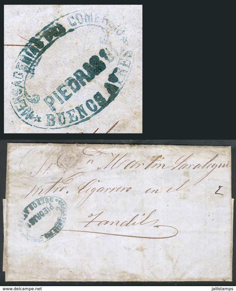 ARGENTINA: Entire Letter Sent From Buenos Aires To Tandil On 15/SE/1861 By Stagecoach Mail MENSAJERÍA DEL COMERCIO, Very - Prephilately