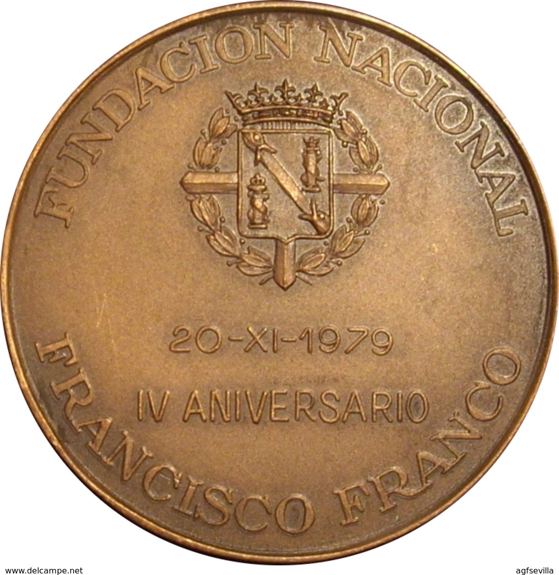 ESPAÑA. FRANCISCO FRANCO. MEDALLA IV ANIVERSARIO. 1.979. BRONCE. ESPAGNE. SPAIN MEDAL - Monarchia/ Nobiltà