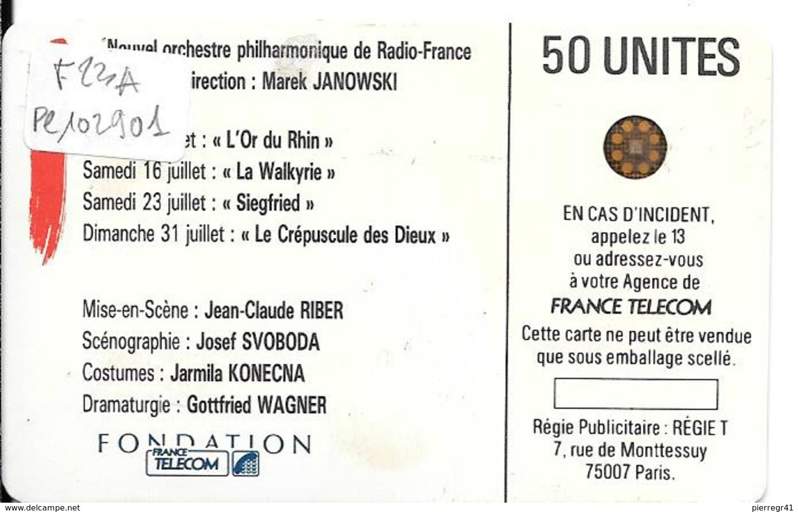 CARTE-PUBLIC-F23A-50U-SC4 On-1988-WAGNER-V°N°6Pe 102901--UTILISE-TBE - 1988