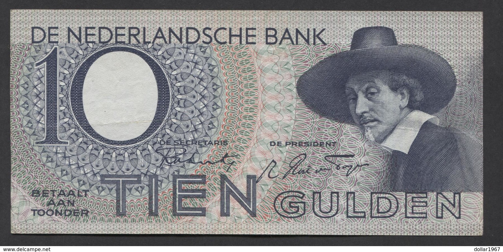 Netherlands 10 Gulden 4-1-1943 -22-4-1944 , No 9 BK 100578 Replacement - See The 2 Scans For Condition.(Originalscan ) - 10 Gulden