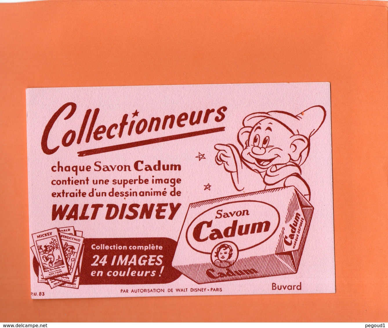 BUVARD. SAVON " CADUM " MICKEY WALT DISNEY  Achat Immédiat - S