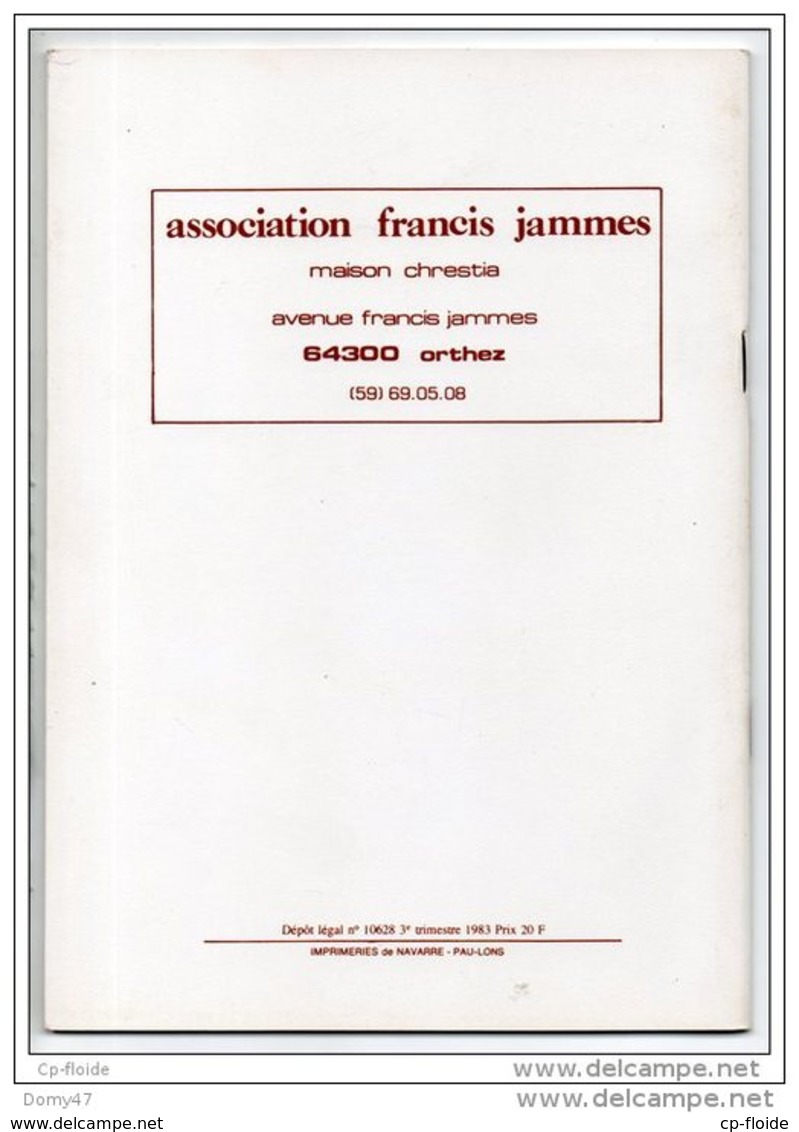 ASSOCIATION FRANCIS JAMMES . BULLETIN N°1 . JUILLET 1983 . Réf. N° 82L - - Pays Basque