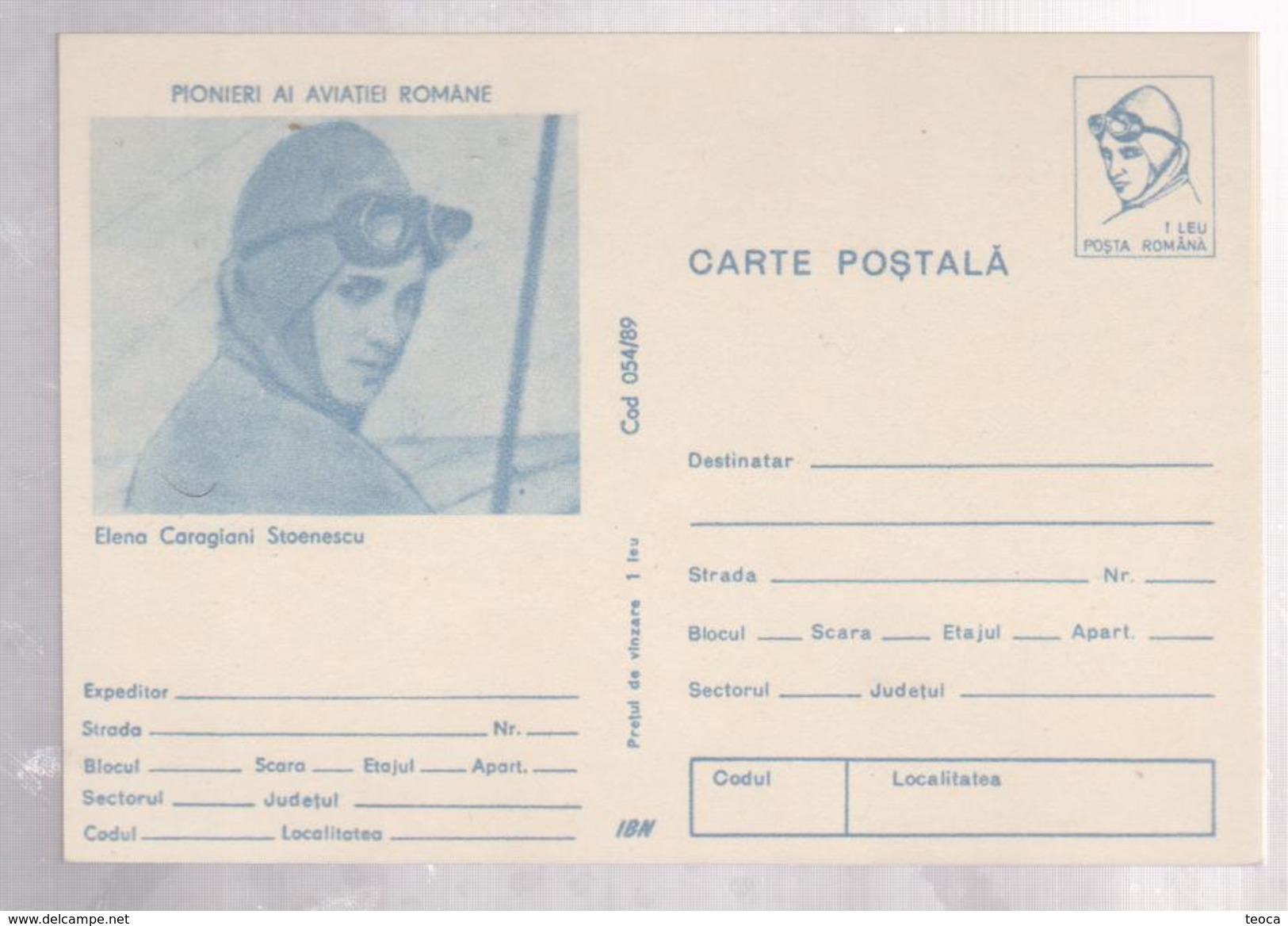 FAMOUS LADIES  ELENA CARAGIANI STOENESCU AIRPLANES ,THE ROMANIAN AVIATION PIONERS -ELENA CARAGIANI STOENESCU Women Pilot - Storia Postale