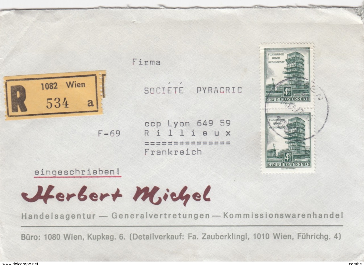 COVER AUSTRIA. 1972. REGISTERED HERBERT MICHEL WIEN TO FRANKREICH. 4,50S MeF - Sonstige & Ohne Zuordnung