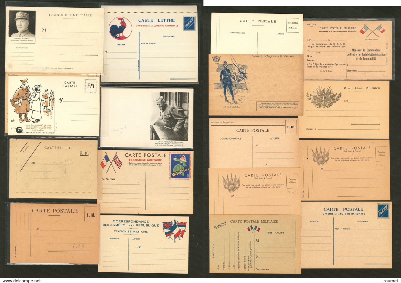 Lettre. Cartes Postales. Franchise Militaire. Lot 1914-1945, 23 CP Neuves Dont Illustrations Diverses. - TB - Zonder Classificatie