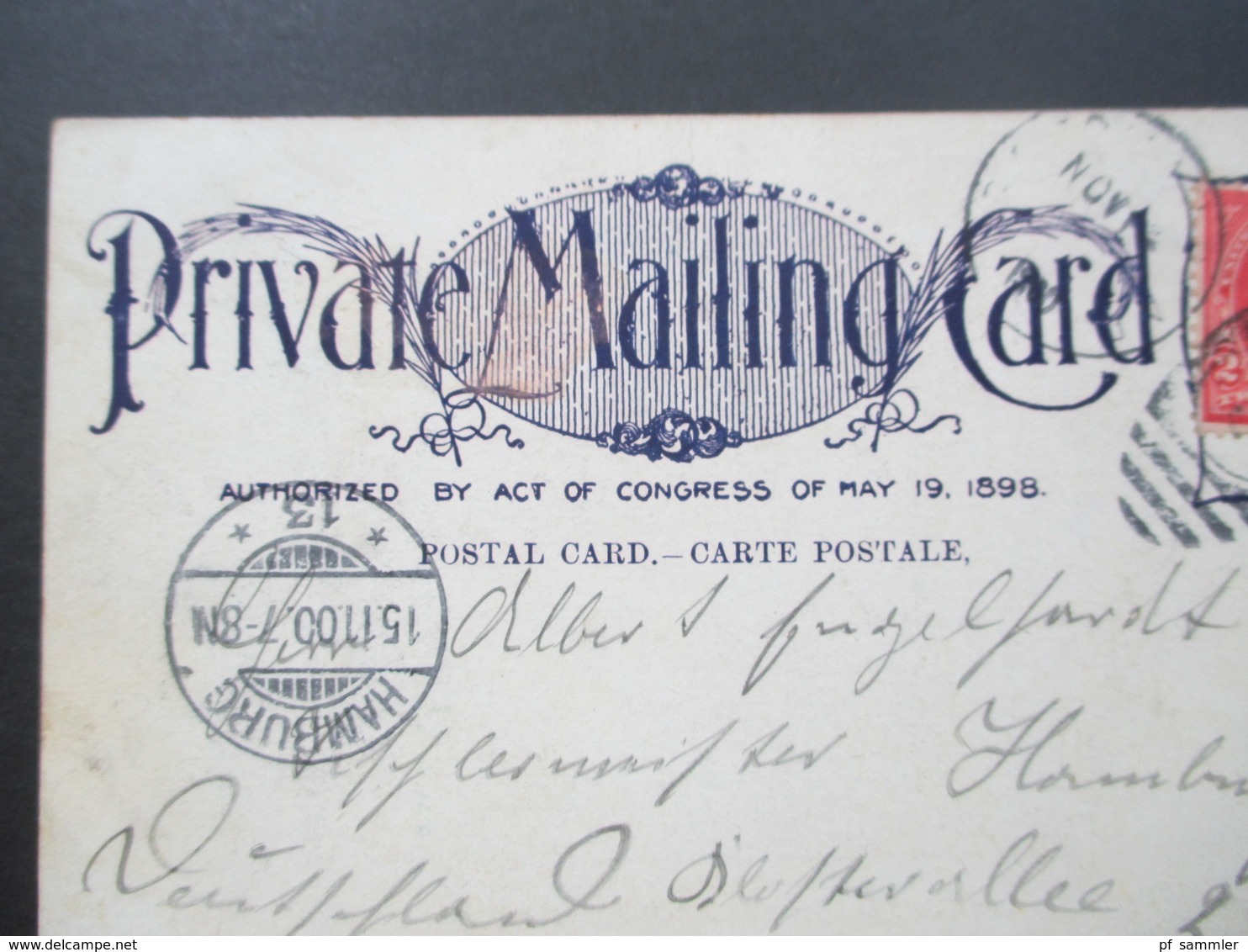 USA 1900 Private Mailing Card World Building Trinity Park Washington Nach Hamburg Mit Ak Stempel! - Lettres & Documents