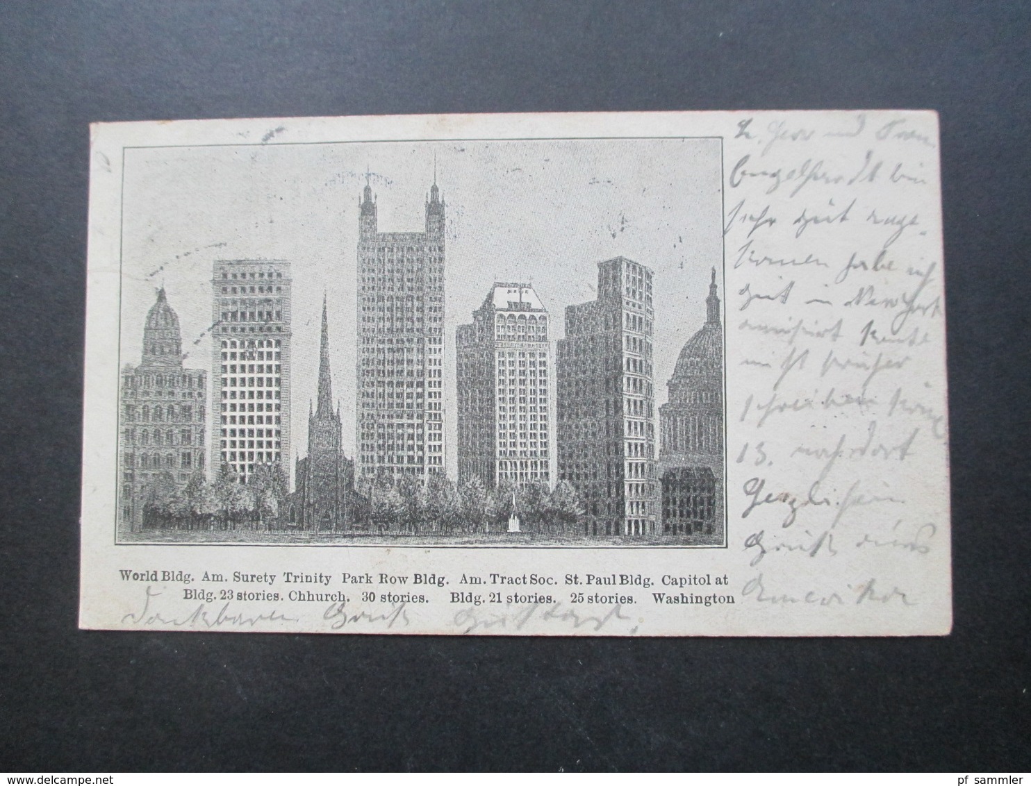 USA 1900 Private Mailing Card World Building Trinity Park Washington Nach Hamburg Mit Ak Stempel! - Brieven En Documenten
