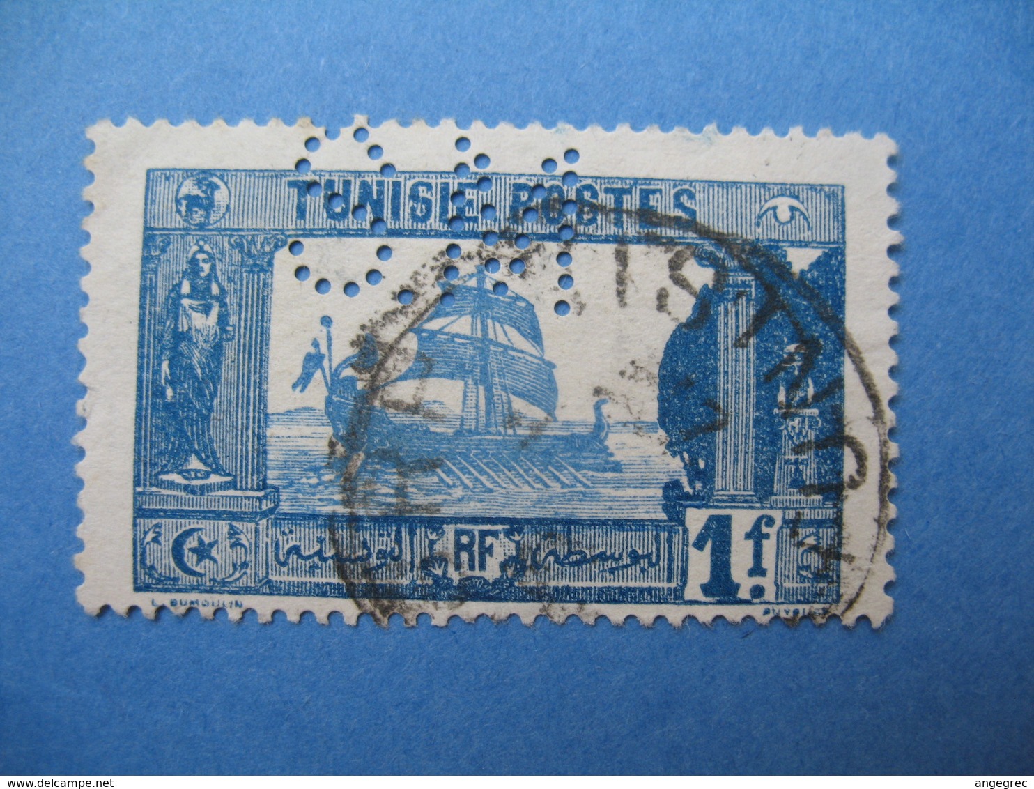 Perforé  Perfin   Tunisie ,   Perforation :   SM 19    à Voir - Other & Unclassified