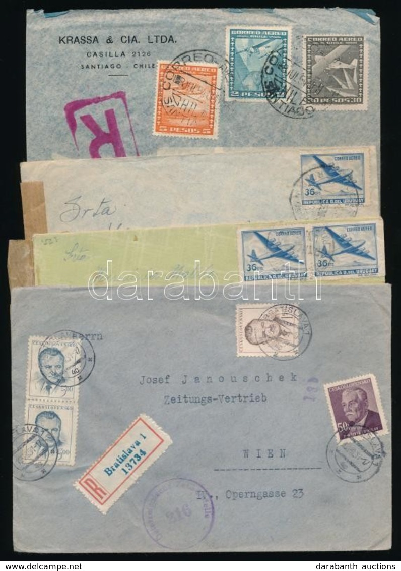 Uruguay, Csehszlovákia, Chile 1951-1954 4 Klf Levél Ausztriába - Andere & Zonder Classificatie